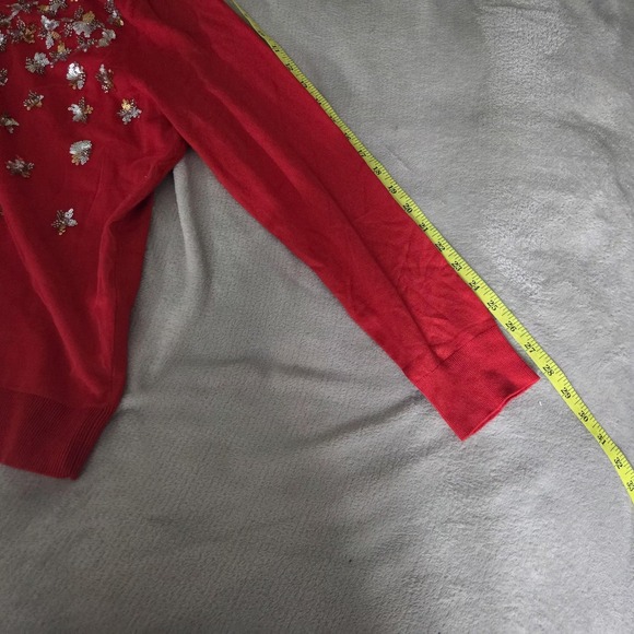 Charter Club Cardigan Sweater Womens Large Red Sequin Embellished Button Front - Picture 9 of 12